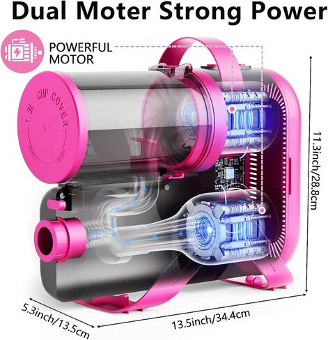 XiaZ Dog Grooming Kit Pet Hair Dryer/Vacuum/Nail Clipper/Massage Comb/Nail Grinder/Paw Trimmer All-in-One 15kpa Blow/Suck Trim Clean Pet's Hair 2L Cup/10 Grooming Tools Low-Noise for Dogs Cats-Red in Kuwait