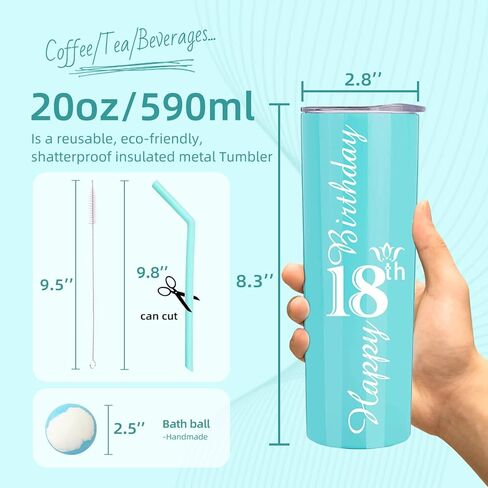18th Birthday Gifts for Girls, 18th Birthday Tumbler, Gifts for 18th Birthday Girl, Happy 18th Birthday Gift, 18th Birthday Party Supplies, Happy 18th Birthday, 18th Birthday Decorations in Saudi Arabia