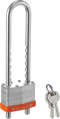 Padlock with Key, WULALACK 2 inch Wide Laminated Steel Keyed Padlock with Adjustable Shackle, Long Shackle Pad Lock with 2 Keys in Saudi Arabia