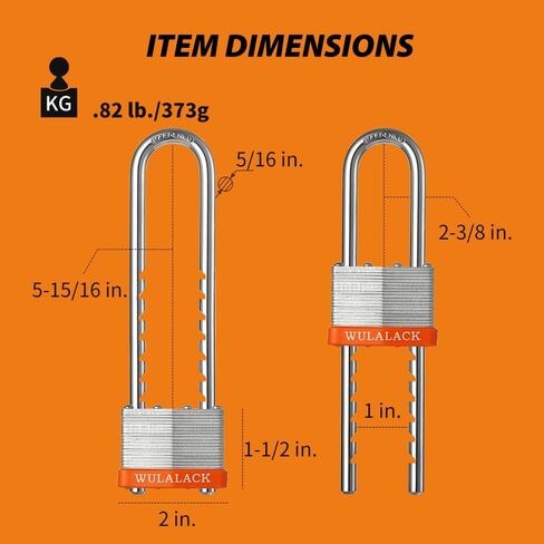 Padlock with Key, WULALACK 2 inch Wide Laminated Steel Keyed Padlock with Adjustable Shackle, Long Shackle Pad Lock with 2 Keys in Saudi Arabia