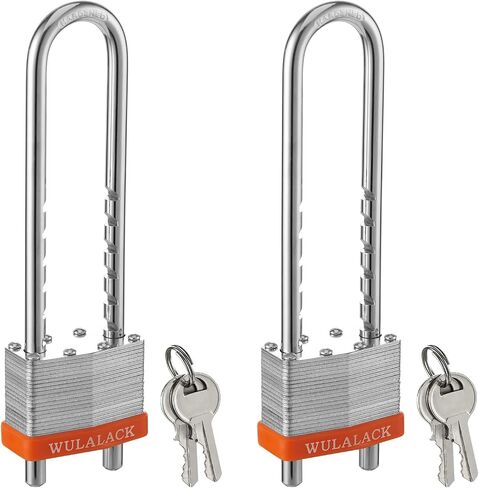 Padlock with Key, WULALACK 2 inch Wide Laminated Steel Keyed Padlock with Adjustable Shackle, Long Shackle Pad Lock with 2 Keys in Saudi Arabia