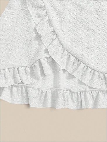 RoseSeek Girl's 3 Piece Bikini Set Knot Front Cute Swimsuit Bathing Suit with Ruffle Trim Frill Wrap Beach Skirt Cover Up Set in Saudi Arabia
