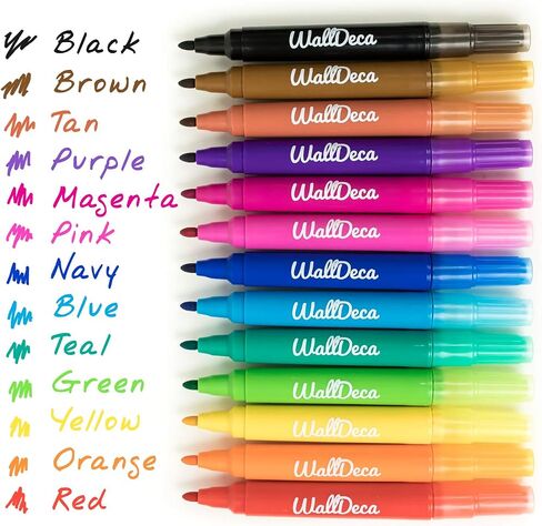 WallDeca Dry Erase Toddler Markers, 13 Colorful Dry Erase Markers, Non-Toxic Dry Erase Markers for Kids 5+, Mess Free, Easy Clean Up, Won't Stain Hands, Great for Classrooms (13 Pack) in Saudi Arabia