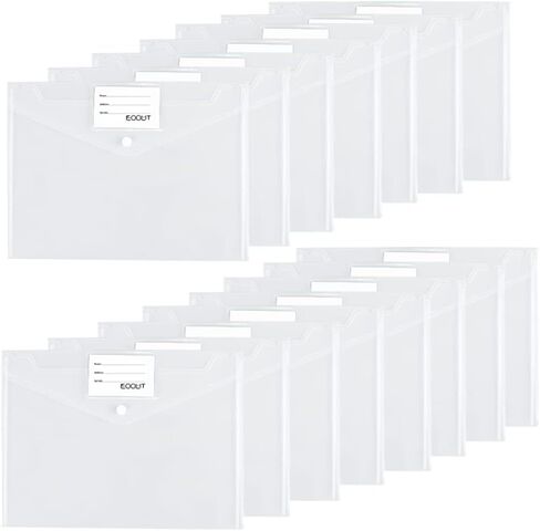 جيب مجلدات شفاف A4، FOME 15 مغلفًا بلاستيكيًا مع مجلدات مستندات بزر كبس مقاس A4 مع جيب ملصق لتنظيم العمل في المدرسة والمنزل والمكتب in Kuwait