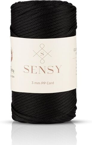 Sensy Premium 3mm 131 Yards Polyester Rope 100% Polypropylene Cord Macrame Cord 3mm Crochet Bag Cord Macrame Rope Crochet Thread Gift for Knitter (Black) in Saudi Arabia