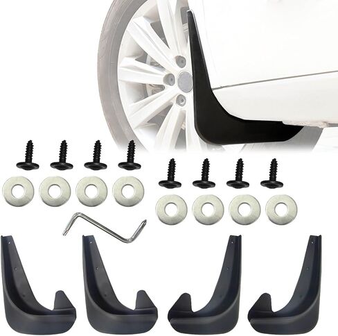Lecctso Mud Flaps, Splash Guard, No Drilling Required Mud Guards with Hardware Kits, Front and Rear Side Splash Guards Vehicle Sediment Protection Automotive Exterior Accessories for Car Truck SUV in Saudi Arabia