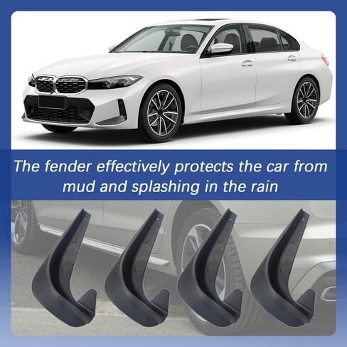 Lecctso Mud Flaps, Splash Guard, No Drilling Required Mud Guards with Hardware Kits, Front and Rear Side Splash Guards Vehicle Sediment Protection Automotive Exterior Accessories for Car Truck SUV in Saudi Arabia