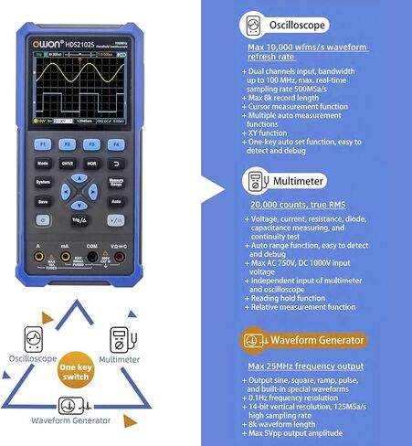HDS2202S راسم الذبذبات الرقمي المحمول 2-قناة 200 ميجا هرتز رقمي متعدد True-RMS in Kuwait