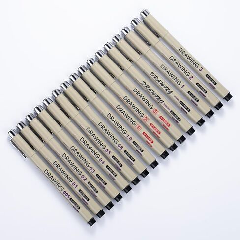 مجموعة أقلام صغيرة مكونة من 16 قطعة من DOSEWART، أقلام رسم فنية صغيرة الحجم، مجموعة أقلام حبر مقاومة للماء، أقلام رسم سوداء أرشيفية للكتابة والرسم واليوميات والرسم والرسم التوضيحي in Kuwait