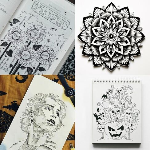 مجموعة أقلام صغيرة مكونة من 16 قطعة من DOSEWART، أقلام رسم فنية صغيرة الحجم، مجموعة أقلام حبر مقاومة للماء، أقلام رسم سوداء أرشيفية للكتابة والرسم واليوميات والرسم والرسم التوضيحي in Kuwait