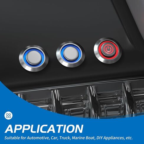 DaierTek 12 مم مفتاح زر ضغط 12 فولت مفتاح ضغط 12 فولت غلاف فضي أزرق LED مضاء مقاوم للماء زر ضغط بحري سلكي مسبقًا 4 دبابيس مفتاح إغلاق - 5 قطع in Saudi Arabia