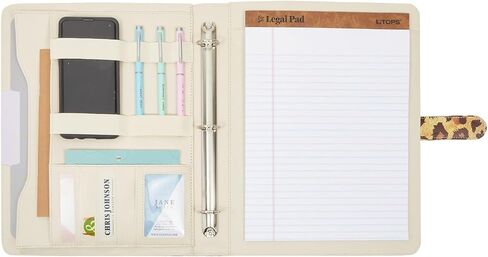 Paper Junkie Leopard 3 Ring PU Leather Portfolio Binder, Interview Resume Folder, Business Legal Docurment Pad Organizer for Women (13 x 10.5 x 1.8 in) in Saudi Arabia