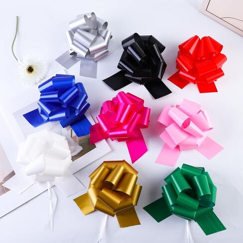 12Pcs Large Pull Bow Wrapping Pull Bow Ribbon Pull Bows for Wedding Baskets,Diameter Gift Bows, Large Bows for Presents,Wedding Birthdays Car Decoration (6IN, Green) in Saudi Arabia