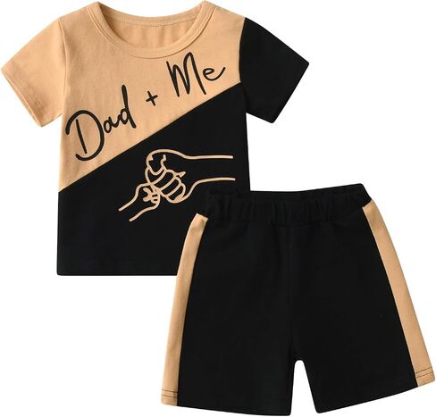 Toddler Baby Boy Clothes Summer Short Sleeve Letter Print Patchwork T-Shirt Shorts Outfit Set in Saudi Arabia