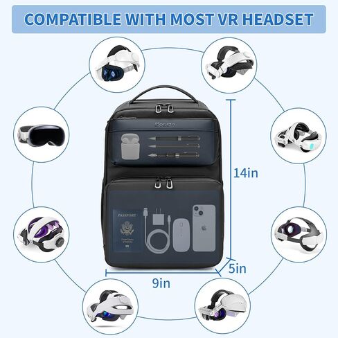 BOSSTIN Carrying Case for Oculus Meta Quest 2 3 Vision Pro Travel Storage VR Headset Carrying Case (Black) in Saudi Arabia