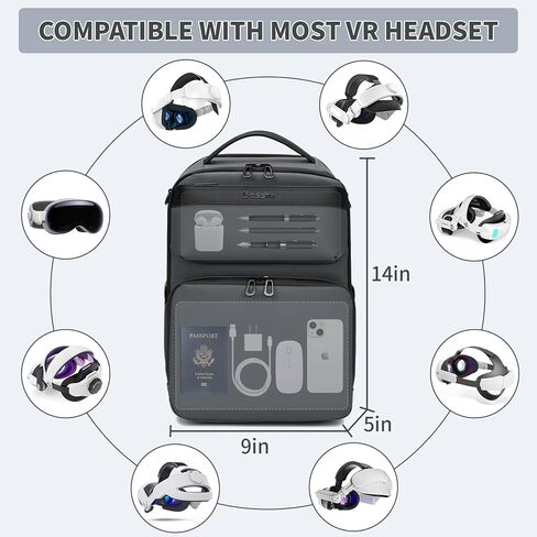 حقيبة حمل BOSSTIN لجهاز Oculus Meta Quest 2 3 Vision Pro Travel Storage VR حقيبة حمل (أسود) in Kuwait