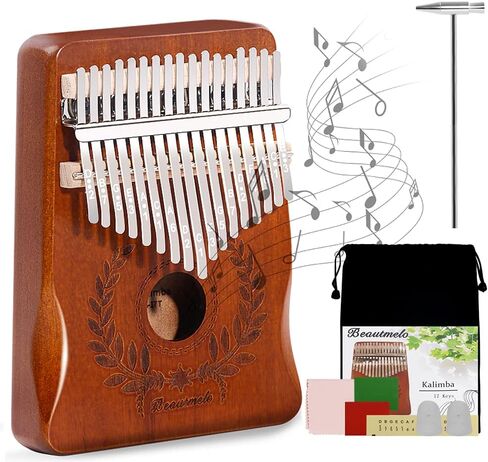 Beautmelo Kalimba 17 Keys Thumb Piano,Portable Mbira Solid Wood Finger Piano Gift for Kids Adult Beginners Music Lover, Musical Instrument Kits with Storage Bag,Music Book & Tune Hammer in Saudi Arabia