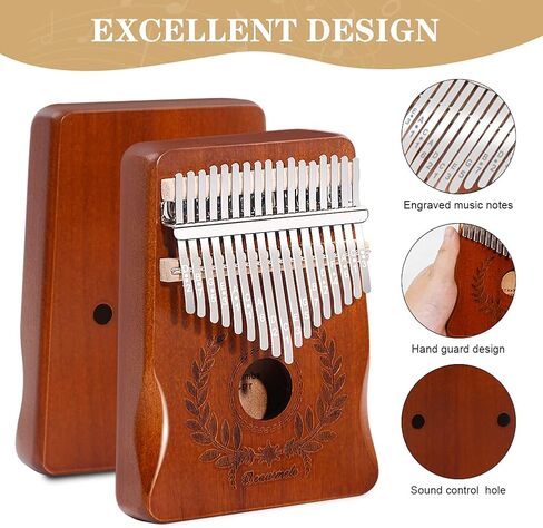 Beautmelo Kalimba 17 Keys Thumb Piano,Portable Mbira Solid Wood Finger Piano Gift for Kids Adult Beginners Music Lover, Musical Instrument Kits with Storage Bag,Music Book & Tune Hammer in Saudi Arabia