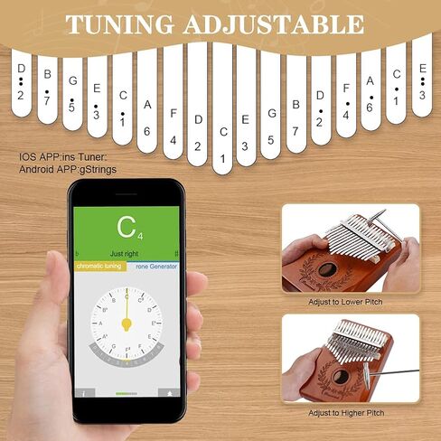 Beautmelo Kalimba 17 Keys Thumb Piano,Portable Mbira Solid Wood Finger Piano Gift for Kids Adult Beginners Music Lover, Musical Instrument Kits with Storage Bag,Music Book & Tune Hammer in Saudi Arabia