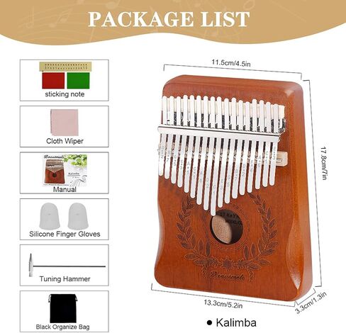 Beautmelo Kalimba 17 Keys Thumb Piano,Portable Mbira Solid Wood Finger Piano Gift for Kids Adult Beginners Music Lover, Musical Instrument Kits with Storage Bag,Music Book & Tune Hammer in Saudi Arabia
