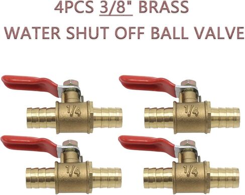 حزمة Joyangy مكونة من 4 صمامات كرة مياه نحاسية، 3/8 بوصة خرطوم معرف خرطوم، موصل أنبوب صمام إغلاق 10 مم مع خيط تبديل، مثالي لتطبيقات أنابيب الهواء والماء in Kuwait