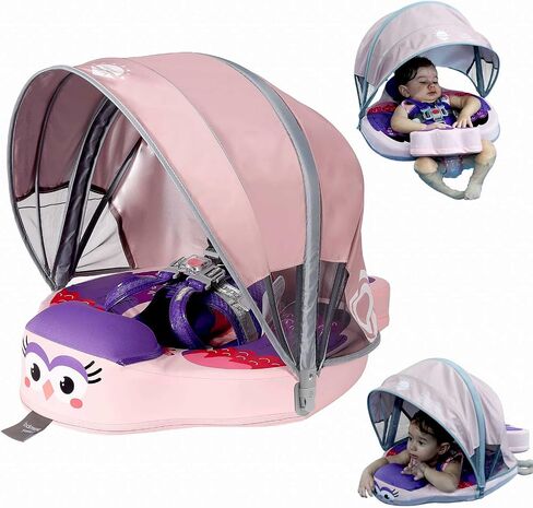 Mambobaby Float with Removable UPF50+ UV Sun Protection Canopy, Infant Pool Float Swimming Float with Tail & Adjustable Safety Seat, Baby Floats for Pool Bathtub in Saudi Arabia