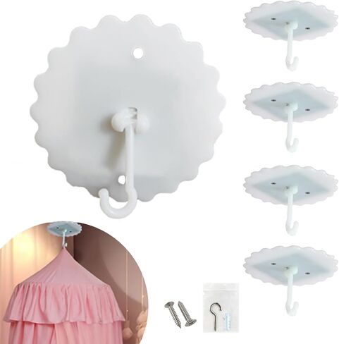 Daksha Ceiling Hooks with Super Glue, Wall Mount Hangers for Hanging Mosquito Nets,Bed Canopies,Plants,Lights,Planters,Lanterns,Bird Feeders,Wind Chimes - Indoor&Outdoor Decoration White Hooks in Saudi Arabia