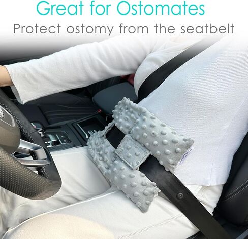 Hola Health Ostomy Seat Belt Protector Stoma Seatbelt Pillow Ostomy Bag Covers Colostomy Pouch Supplies Post Surgery Recovery for Women Men Minky Dot Gray in Kuwait