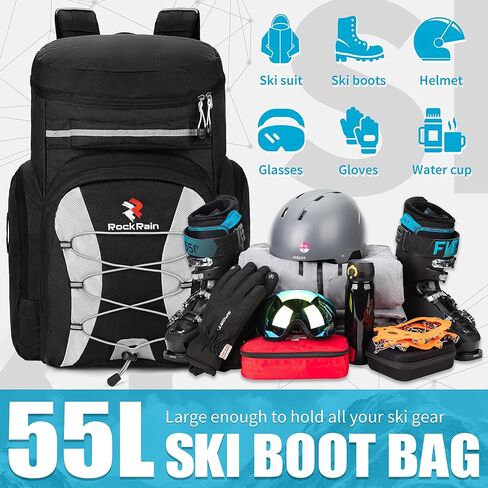 ROCKRAIN Ski Boot Bag Backpack: 55L Large Ski Snow Bag Backpack - Waterproof Ski Snowboard Pack for Winter in Saudi Arabia