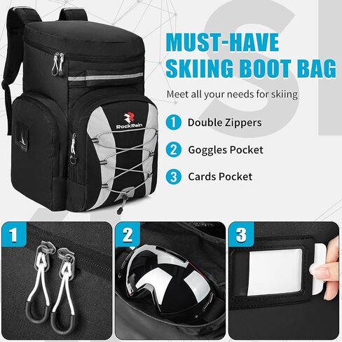 ROCKRAIN Ski Boot Bag Backpack: 55L Large Ski Snow Bag Backpack - Waterproof Ski Snowboard Pack for Winter in Saudi Arabia