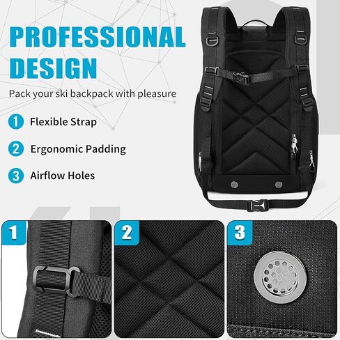 ROCKRAIN Ski Boot Bag Backpack: 55L Large Ski Snow Bag Backpack - Waterproof Ski Snowboard Pack for Winter in Saudi Arabia