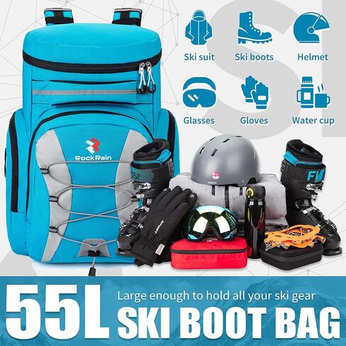 ROCKRAIN Ski Boot Bag Backpack: 55L Large Ski Snow Bag Backpack - Waterproof Ski Snowboard Pack for Winter in Saudi Arabia