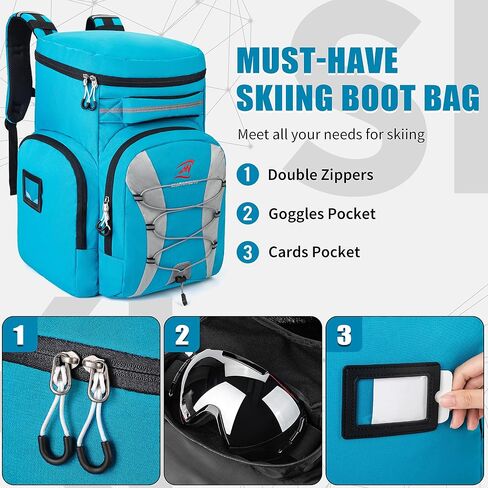 ROCKRAIN Ski Boot Bag Backpack: 55L Large Ski Snow Bag Backpack - Waterproof Ski Snowboard Pack for Winter in Saudi Arabia