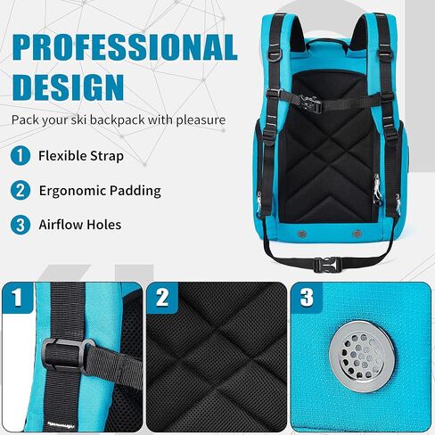 ROCKRAIN Ski Boot Bag Backpack: 55L Large Ski Snow Bag Backpack - Waterproof Ski Snowboard Pack for Winter in Saudi Arabia