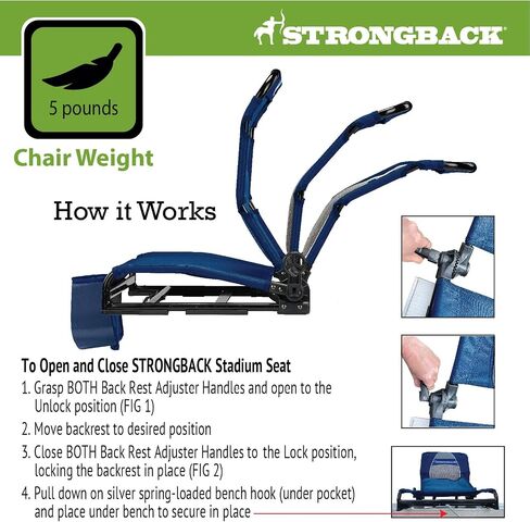 STRONGBACK Portable Stadium Seat for Bleachers with Adjustable Reclining and Back Support in Saudi Arabia