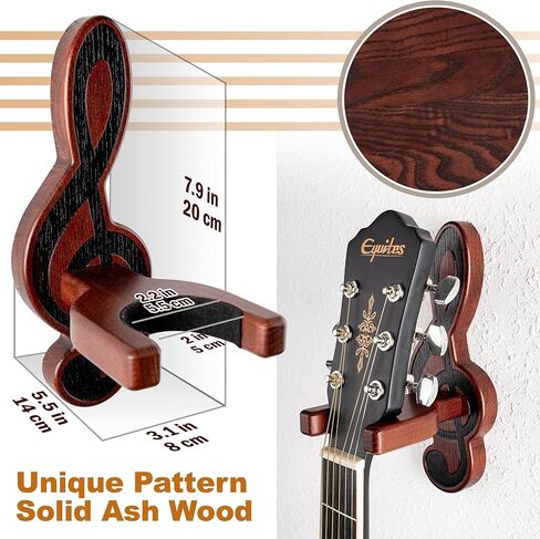 TESLYAR Guitar Holder Wall Mount Ash Wood Wooden Guitar Hanger Hook Stand Rack Guitar Hanger for Electric Classic Acoustic and Bass Guitar Musical Instruments Hardwood (Mahogany) in Kuwait