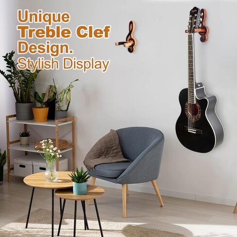 TESLYAR Guitar Holder Wall Mount Ash Wood Wooden Guitar Hanger Hook Stand Rack Guitar Hanger for Electric Classic Acoustic and Bass Guitar Musical Instruments Hardwood (Mahogany) in Kuwait