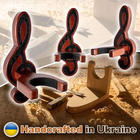 TESLYAR Guitar Holder Wall Mount Ash Wood Wooden Guitar Hanger Hook Stand Rack Guitar Hanger for Electric Classic Acoustic and Bass Guitar Musical Instruments Hardwood (Mahogany) in Kuwait