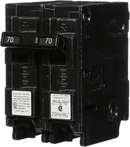 SIEMENS Q270H 70-Amp Double Pole 22kA Type QPH Circuit Breaker in Saudi Arabia