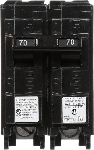 SIEMENS Q270H 70-Amp Double Pole 22kA Type QPH Circuit Breaker in Saudi Arabia