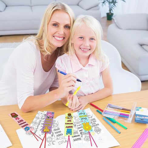 BWkoss Mother's Day Color Your Own Bookmarks for Kids -75Pcs Happy Mother's Day DIY Coloring Bulk Blank Bookmark Classroom Art Craft Supplies for Student Mother's Day Holiday Party Goodie Fillers in Saudi Arabia
