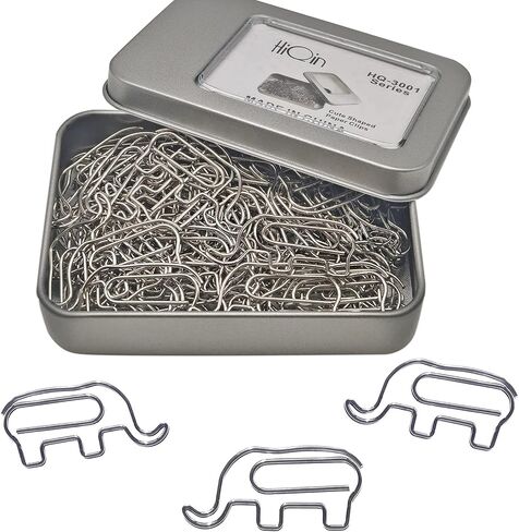 Cute Elephant Shaped Paper Clips Bookmarks, Funny Office Supplies Elephant Gifts for Women Men Coworkers Teachers, Silver 60 Pcs in Kuwait