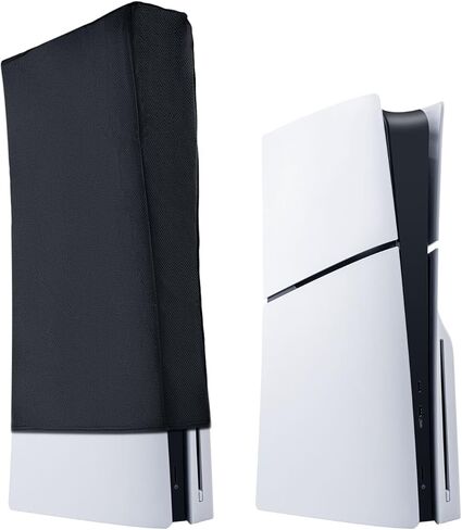 Wigearss Horizontal Mode Dust Cover For PS5 Slim Console 1680D Oxford cloth Anti-Scratch Dust Guard Backend cutaway design-Black in Kuwait