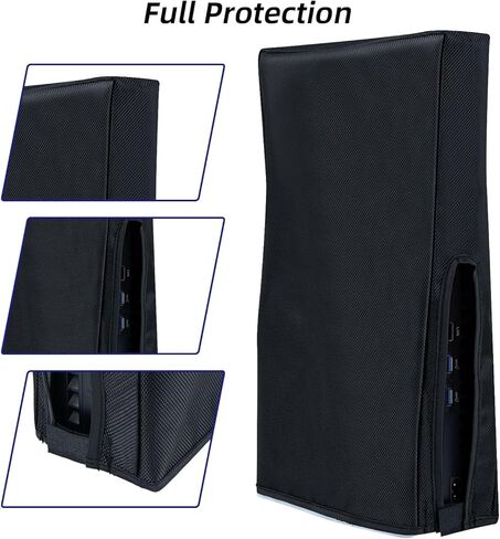 Wigearss Horizontal Mode Dust Cover For PS5 Slim Console 1680D Oxford cloth Anti-Scratch Dust Guard Backend cutaway design-Black in Kuwait