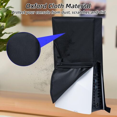 Wigearss Horizontal Mode Dust Cover For PS5 Slim Console 1680D Oxford cloth Anti-Scratch Dust Guard Backend cutaway design-Black in Kuwait