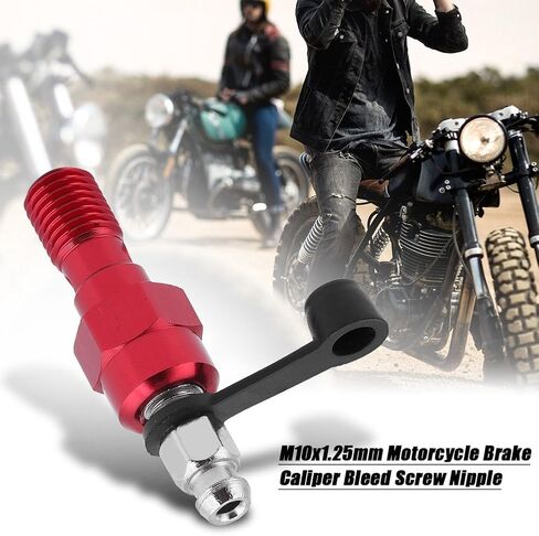 Banjo Bolt Bleed Screw, M10x1.25mm Motorcycle Brake Master Cylinder Caliper Bleed Screw, Nipple Banjo Bolt + Dust Cap, Aluminum (Blue) in Saudi Arabia