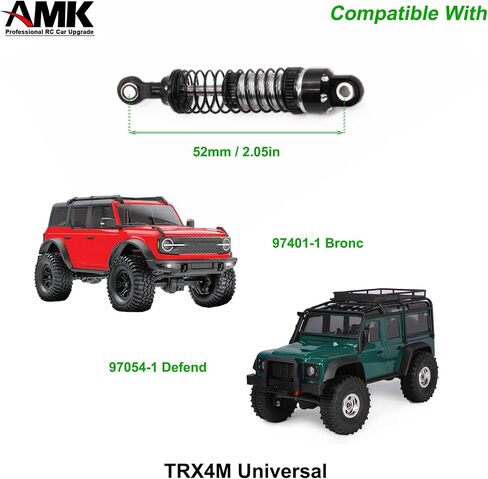 AMK TRX4M Shocks 52mm Metal Adjustable Absorber Springs Hydraulic Threaded Damper for 1/18 RC Crawler TRX4M Upgrades in Saudi Arabia