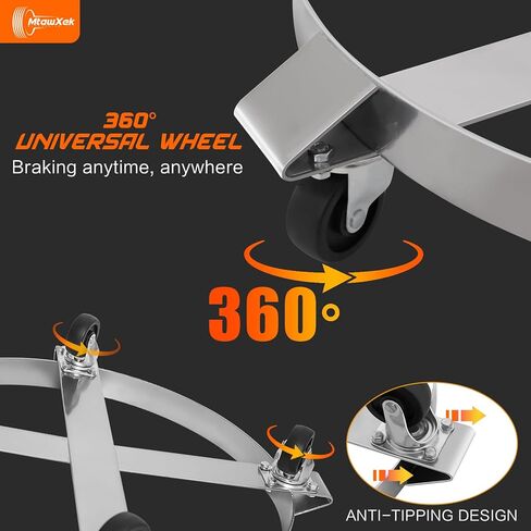 𝟓𝟓 𝐆𝐚𝐥𝐥𝐨𝐧 𝐃𝐫𝐮𝐦 𝐃𝐨𝐥𝐥𝐲، طبلة شديدة التحمل دوللي 1000 رطل، دوللي برميل لطبل 55 جالون مع عجلات دوارة إطار فولاذي دوللي غير قابلة للقلب سعة الشاحنة اليدوية in Kuwait