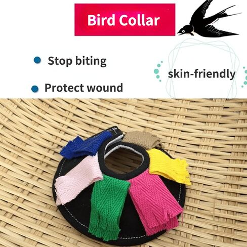 Yu’s north Adjustable Bird Collar Anti Bite Elizabethan Recovery Cone, Bird Neck Protector for Feather Plucking, Skin-Friendly Bird Neckwear Full Body Shield for Parakeet Conure Cockatiel (L), Black in Saudi Arabia