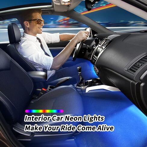 أضواء LED للسيارة، أضواء داش لشريط أضواء النيون الداخلي للسيارة مع التحكم في التطبيق، أضواء LED تحت لوحة القيادة RGB مع وضع الموسيقى مليون لون DIY in Kuwait